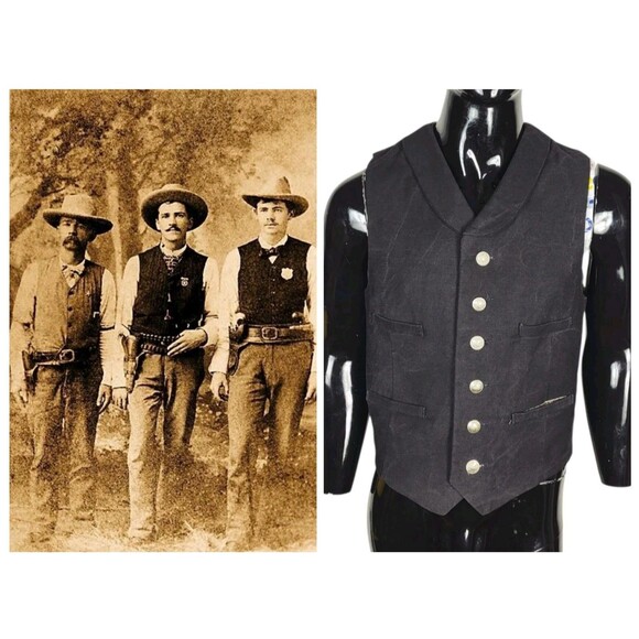 1900s Western Cowboy Denim Genuine Buffalo Nickel Button Waistcoat Vest S/M/L - Picture 1 of 11